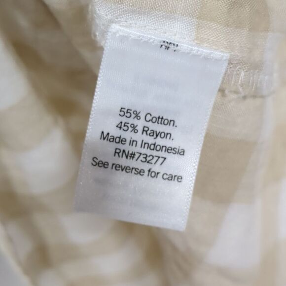 Women's Sonoma Plaid Gingham Flutter Sleeve Y Neck Neutral Top Size XXL - Picture 2 of 5